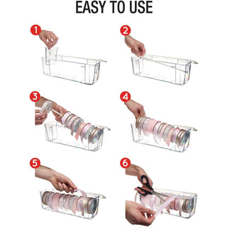 Deflecto Ribbon Dispenser - 4.4" Height x 13.3" Width x 4.2" DepthDesktop - Lid, Portable, Stackable, Wall Mountable - Clear - Plastic, Polypropylene - 1 Each