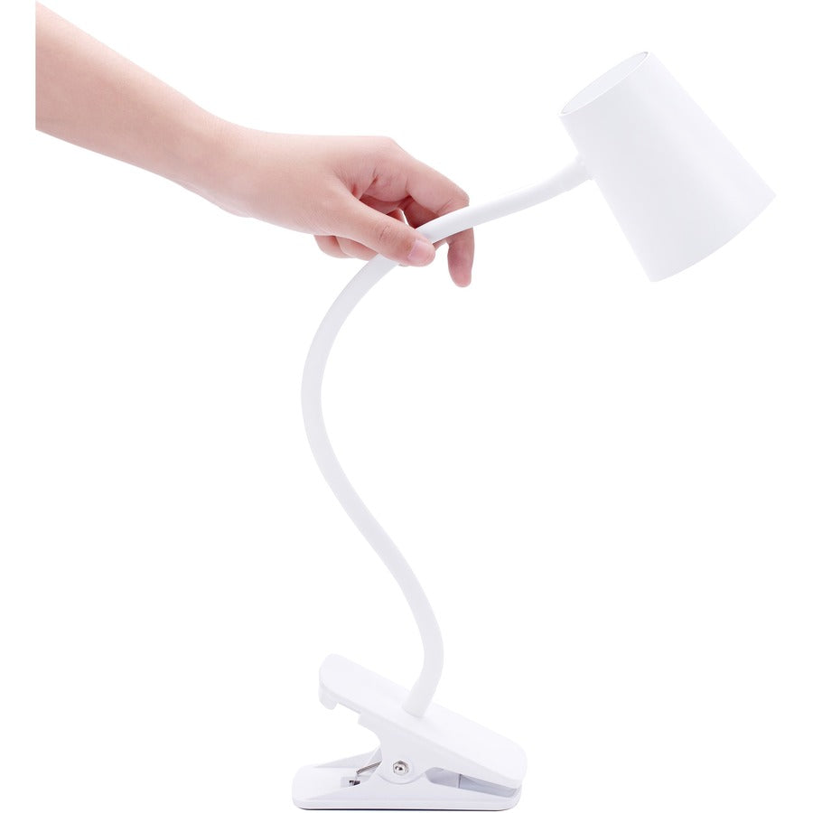 Bostitch Adjustable LED Clamp Light - 5.20 W LED Bulb - Adjustable, Flexible Neck, Adjustable Head - Silicone - Desk Mountable, Wall Mountable - White - for Desk, Cubicle, Home, Office, Classroom, Communal Area