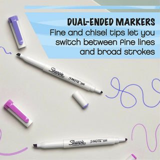 Sharpie S-Note Duo Dual-Tip Markers - Chisel, Bullet Marker Point Style - Assorted - 6 / Box