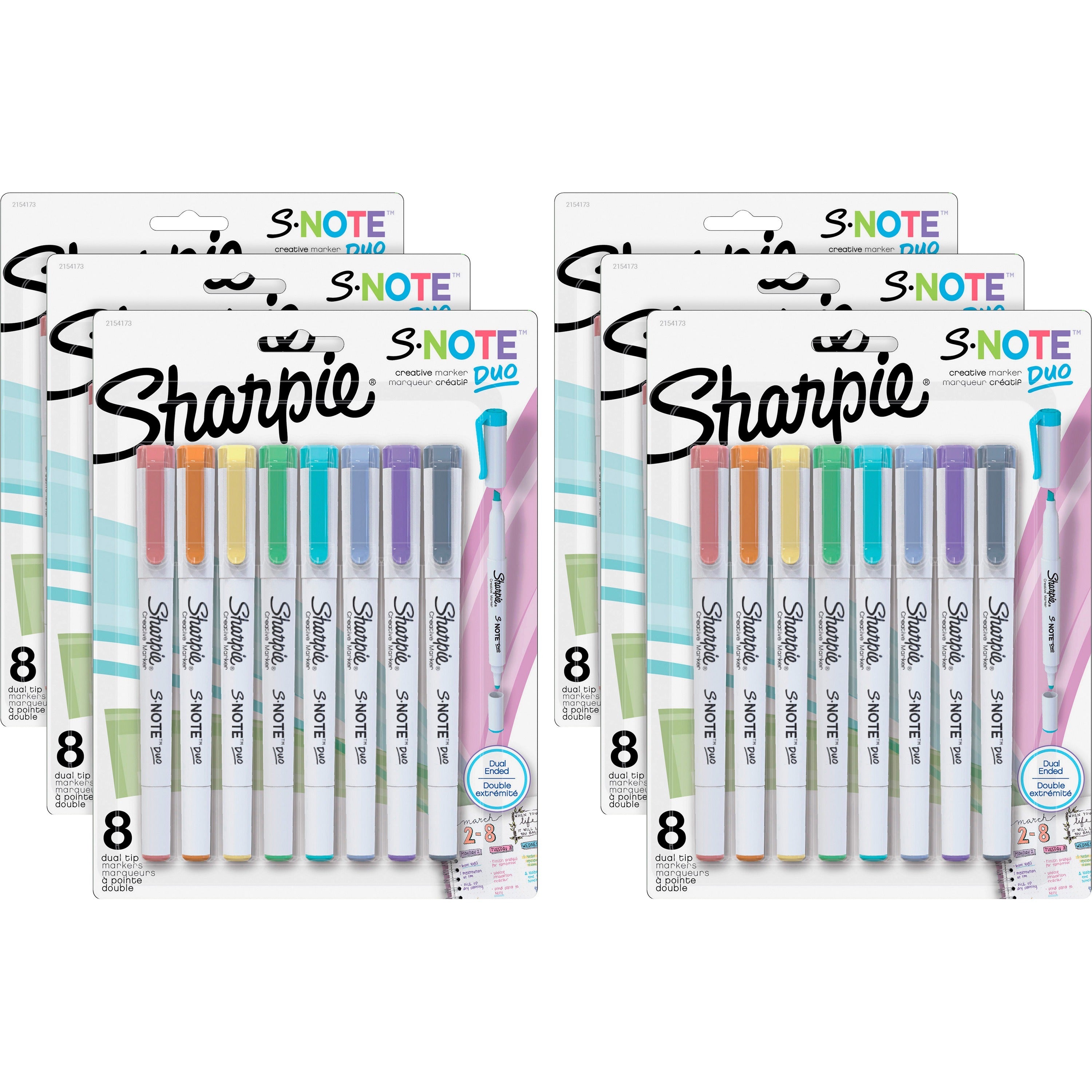 sharpie-s-note-duo-dual-tip-markers-chisel-bullet-marker-point-style-assorted-6-box_san2154173bx - 1