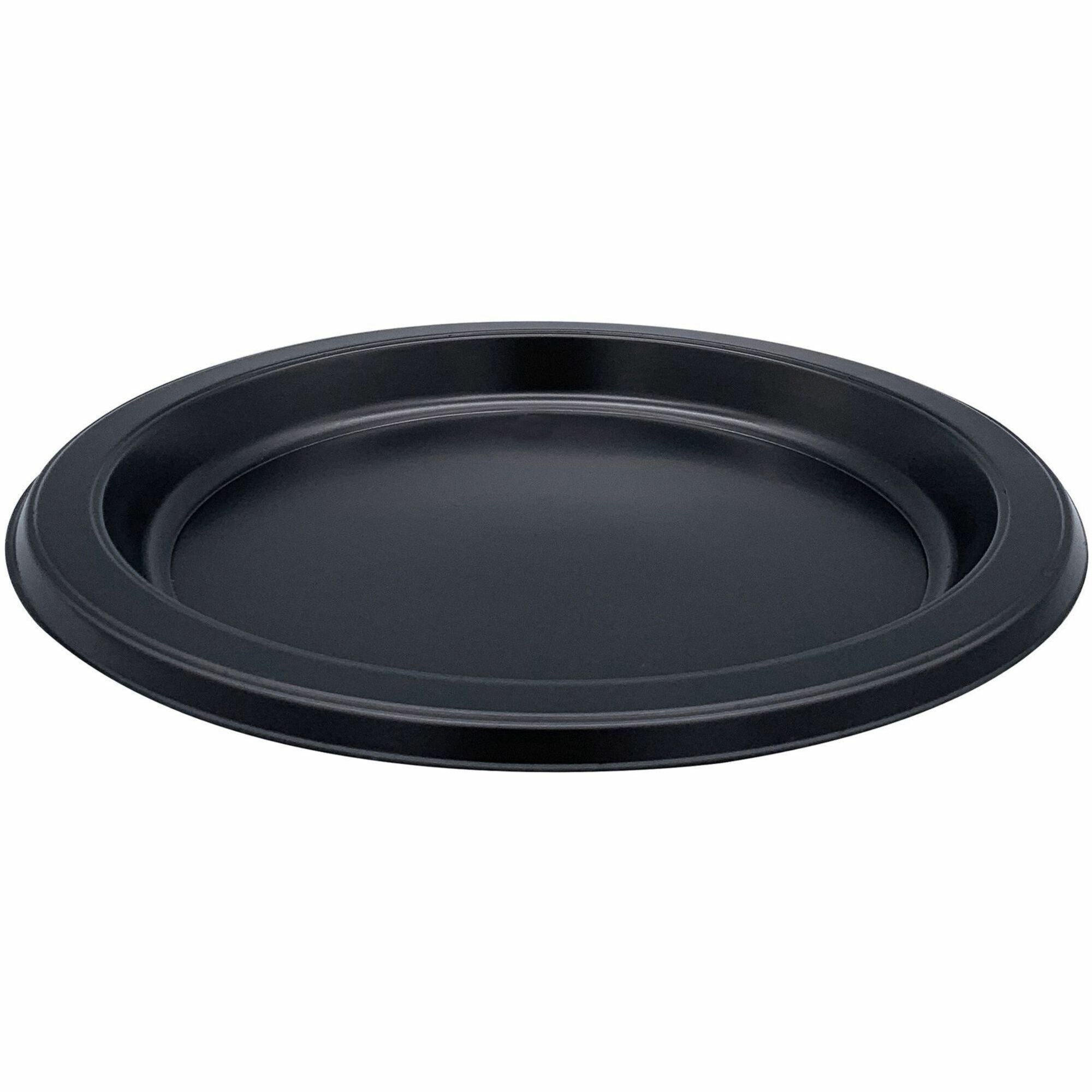 Genuine Joe 7" Disposable Plastic Plates - Picnic, Food, Party, Breakroom - Disposable - Black - Plastic Body - Round - 125 / Pack