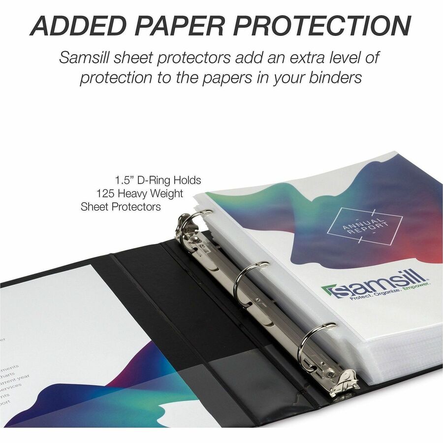 Samsill Durable View Binders - 1 1/2" Binder Capacity - Letter - 8 1/2" x 11" Sheet Size - 350 Sheet Capacity - D-Ring Fastener(s) - 2 Internal Pocket(s) - Chipboard, Polypropylene - Assorted - Recycled - Clear Overlay, Durable, Non-glare, PVC-free,