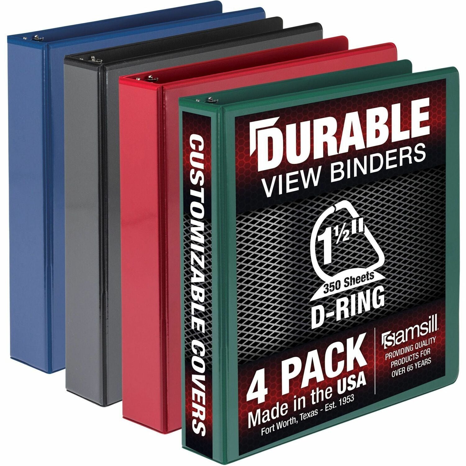 samsill-durable-view-binders-1-1-2-binder-capacity-letter-8-1-2-x-11-sheet-size-350-sheet-capacity-d-ring-fasteners-2-internal-pockets-chipboard-polypropylene-assorted-recycled-clear-overlay-durable-non-glare-pvc-free_sammp46458 - 1