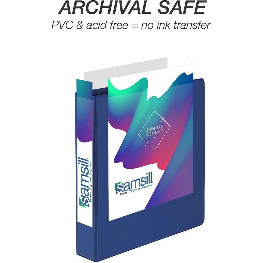 Samsill Durable View Binders - 1 1/2" Binder Capacity - Letter - 8 1/2" x 11" Sheet Size - 350 Sheet Capacity - D-Ring Fastener(s) - 2 Internal Pocket(s) - Chipboard, Polypropylene - Assorted - Recycled - Clear Overlay, Durable, Non-glare, PVC-free,