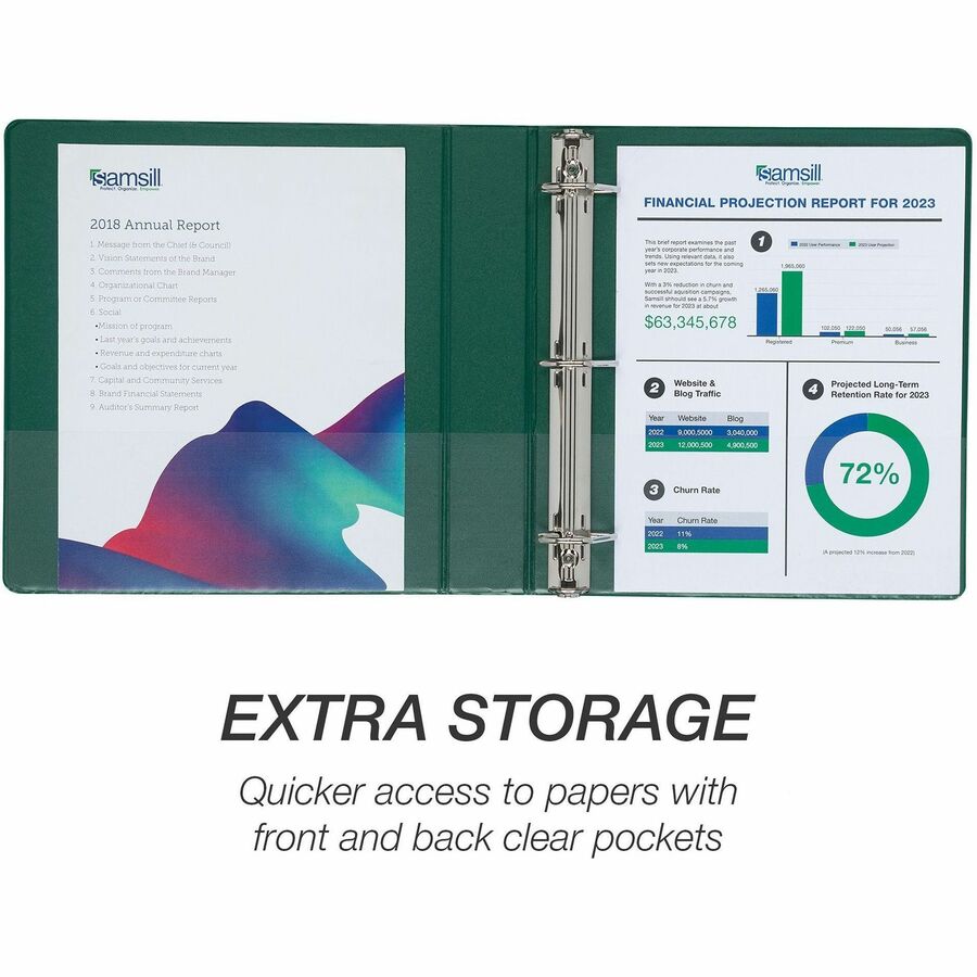 samsill-durable-view-binders-1-1-2-binder-capacity-letter-8-1-2-x-11-sheet-size-350-sheet-capacity-d-ring-fasteners-2-internal-pockets-chipboard-polypropylene-assorted-recycled-clear-overlay-durable-non-glare-pvc-free_sammp46458 - 6