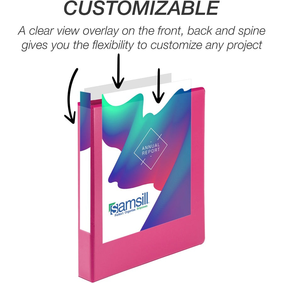 Durable D-Ring View Binders, 3 Rings, 1" Capacity, 11 x 8.5, Blueberry/Blue Coconut/Dragonfruit/Purple, 4/Pack