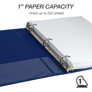 Durable D-Ring View Binders, 3 Rings, 1" Capacity, 11 x 8.5, Blueberry/Blue Coconut/Dragonfruit/Purple, 4/Pack