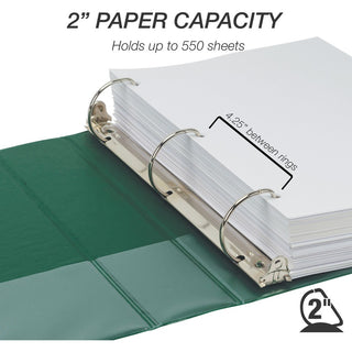 Durable D-Ring View Binders, 3 Rings, 2" Capacity, 11 x 8.5, Black/Blue/Green/Red, 4/Pack