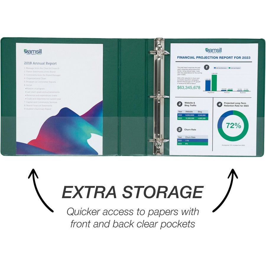 Durable D-Ring View Binders, 3 Rings, 2" Capacity, 11 x 8.5, Black/Blue/Green/Red, 4/Pack