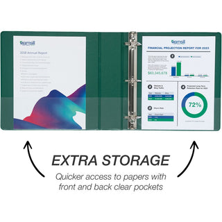 Durable D-Ring View Binders, 3 Rings, 2" Capacity, 11 x 8.5, Black/Blue/Green/Red, 4/Pack