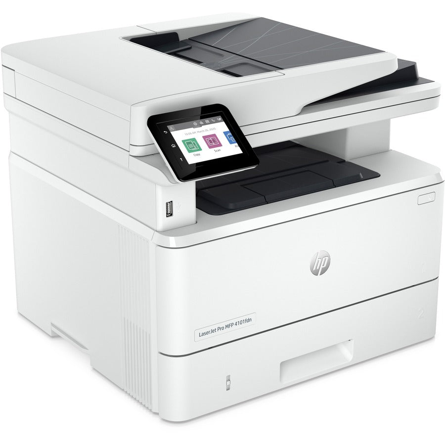 HP LaserJet Pro 4101fdw Wireless Laser Multifunction Printer - Monochrome - White - Copier/Fax/Printer/Scanner - 4800 x 600 dpi Print - Automatic Duplex Print - Up to 80000 Pages Monthly - Color Flatbed Scanner - 1200 dpi Optical Scan - Monochrome Fa