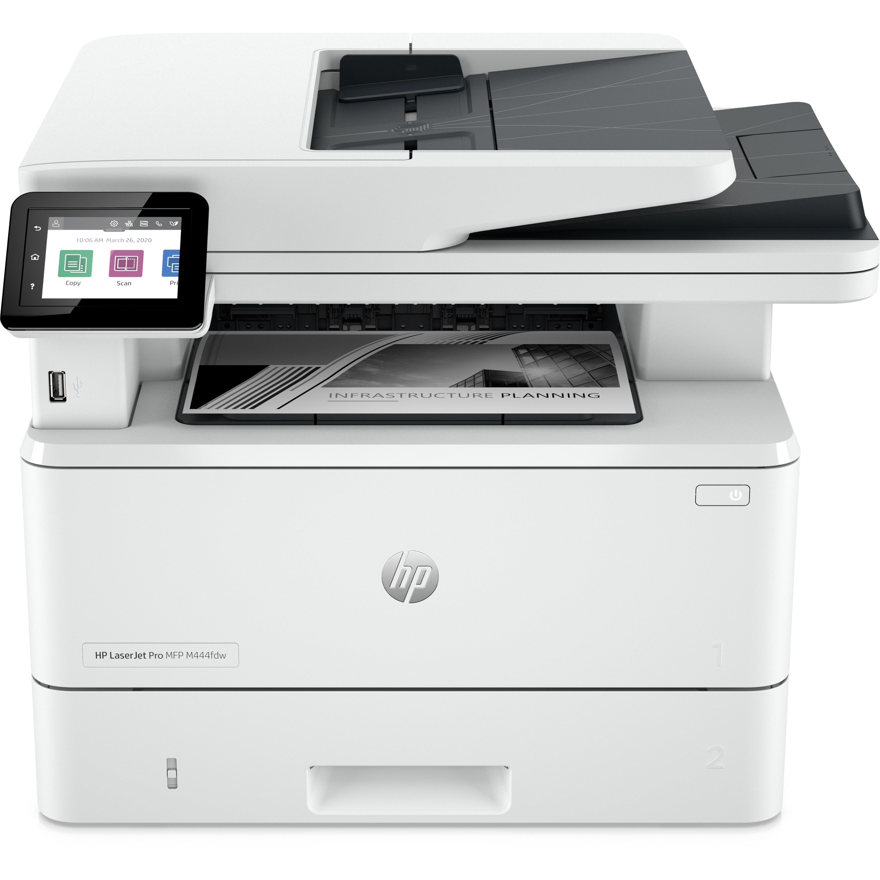 HP LaserJet Pro 4101fdw Wireless Laser Multifunction Printer - Monochrome - White - Copier/Fax/Printer/Scanner - 4800 x 600 dpi Print - Automatic Duplex Print - Up to 80000 Pages Monthly - Color Flatbed Scanner - 1200 dpi Optical Scan - Monochrome Fa