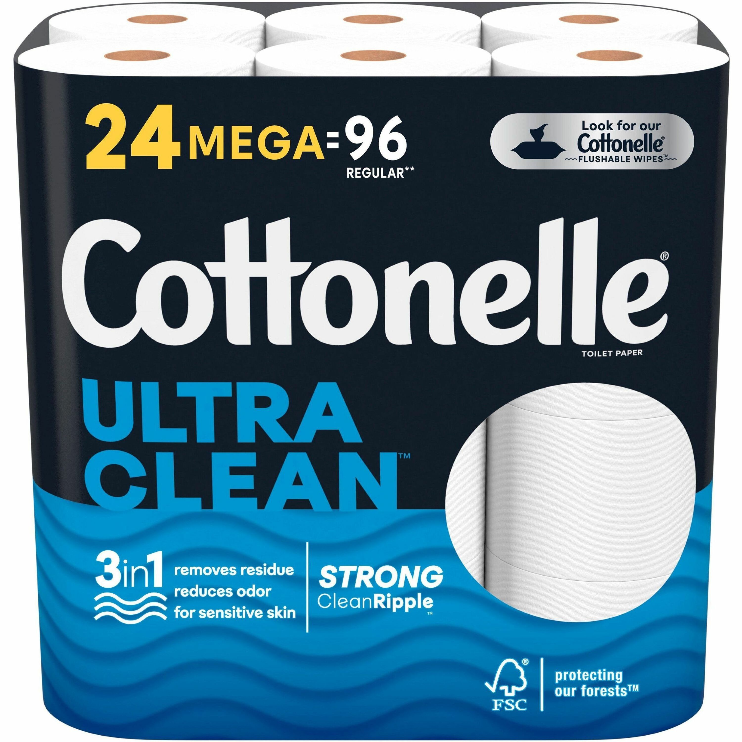 cottonelle-ultra-clean-toilet-paper-1-ply-312-sheets-roll-white-fiber-flushable-clog-safe-sewer-safe-septic-safe-chemical-free-dye-free-thick-absorbent-fragrance-free-paraben-free-for-toilet-24-pack_kcc54161 - 1