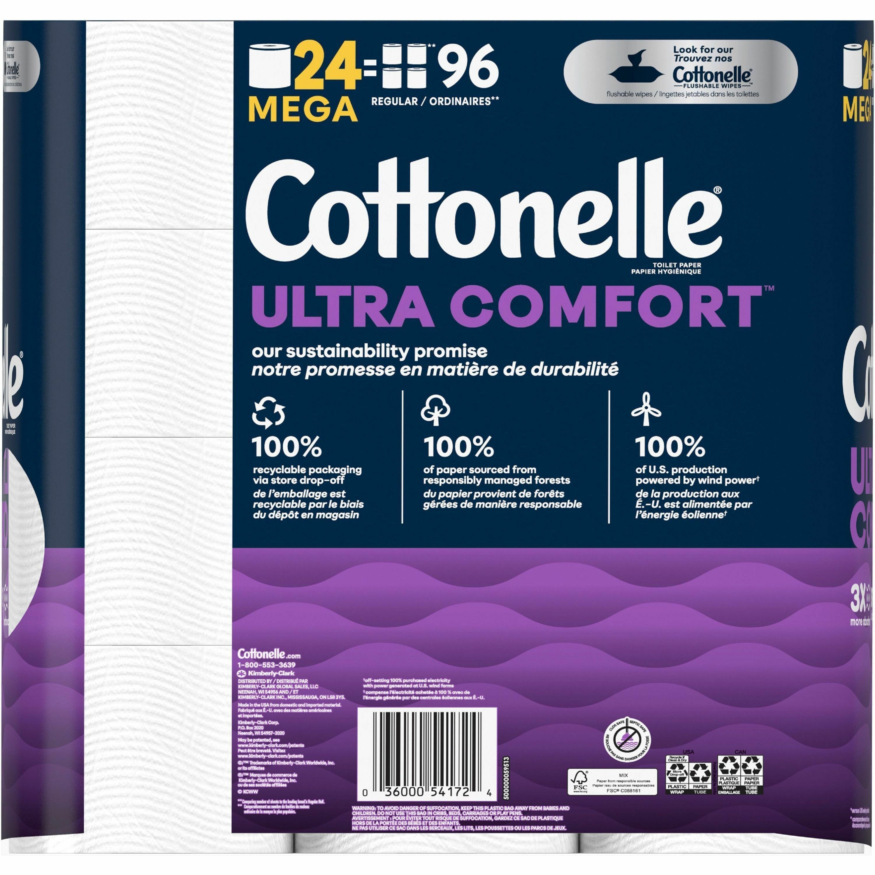 cottonelle-ultra-comfort-toilet-paper-2-ply-268-sheets-roll-white-fiber-moisture-absorbent-septic-safe-sewer-safe-chemical-free-dye-free-flushable-clog-safe-thick-paraben-free-fragrance-free-for-toilet-24-pack_kcc54174 - 2