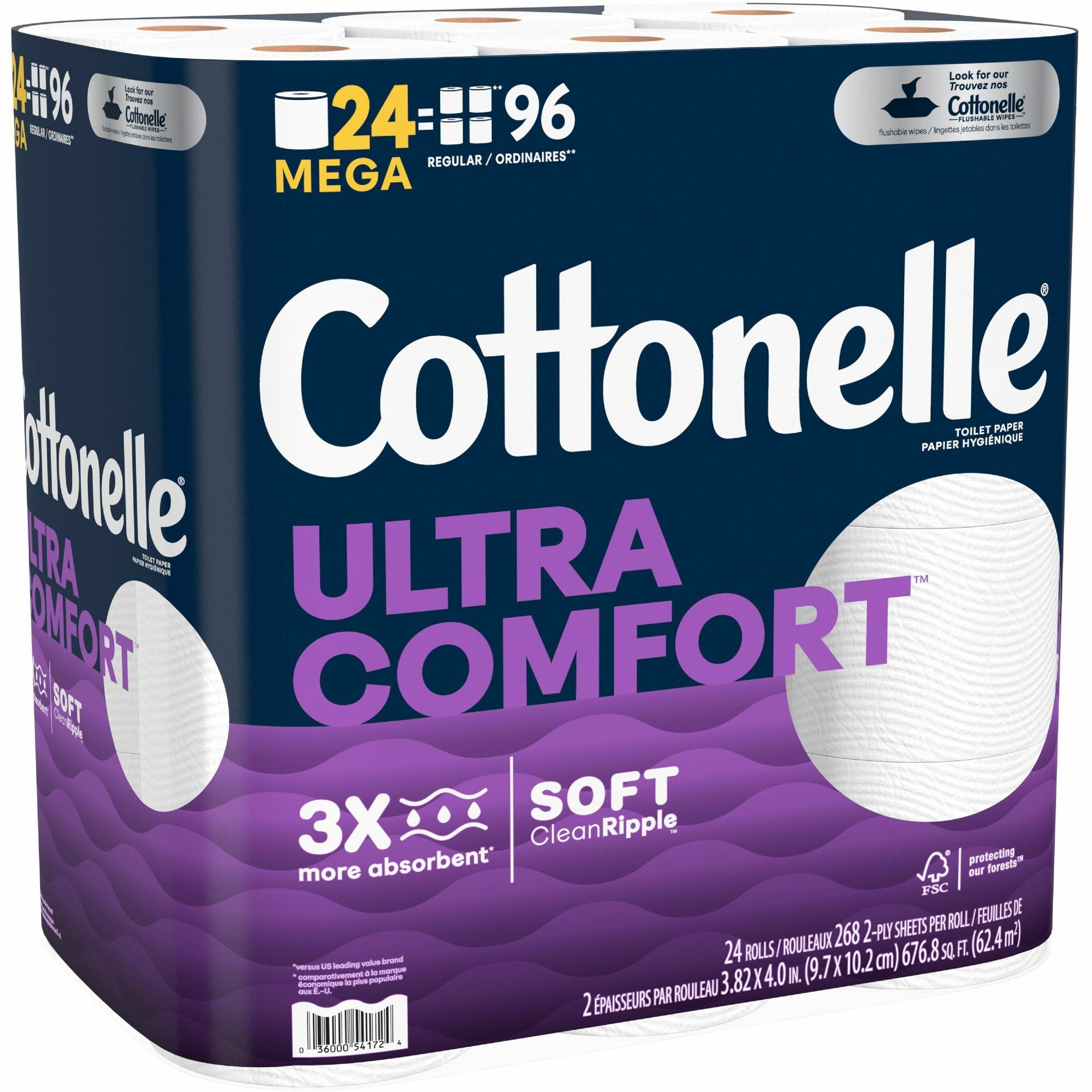 cottonelle-ultra-comfort-toilet-paper-2-ply-268-sheets-roll-white-fiber-moisture-absorbent-septic-safe-sewer-safe-chemical-free-dye-free-flushable-clog-safe-thick-paraben-free-fragrance-free-for-toilet-24-pack_kcc54174 - 3