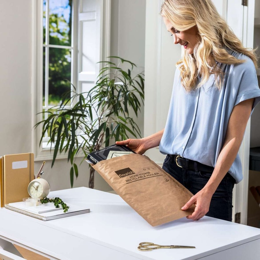 Duck Brand Flourish Honeycomb Recyclable Mailers - Mailing/Shipping - 14 4/5" Length - Flap - 1 Each - Brown