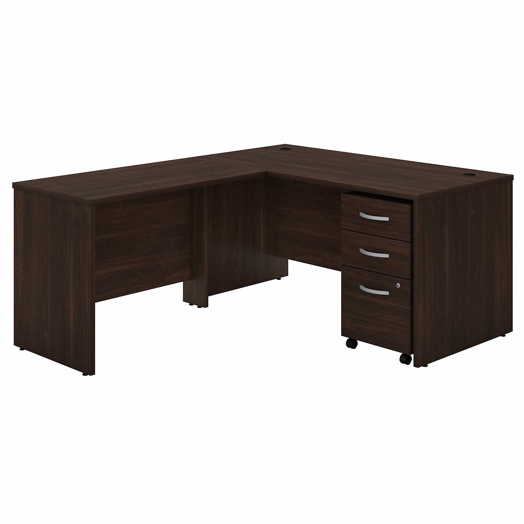 Bush Business Furniture Studio C L Shaped Desk - 60" x 30"30" - 3 x File, Box Drawer(s) - Finish: Black Walnut, Thermofused Laminate (TFL) - 1