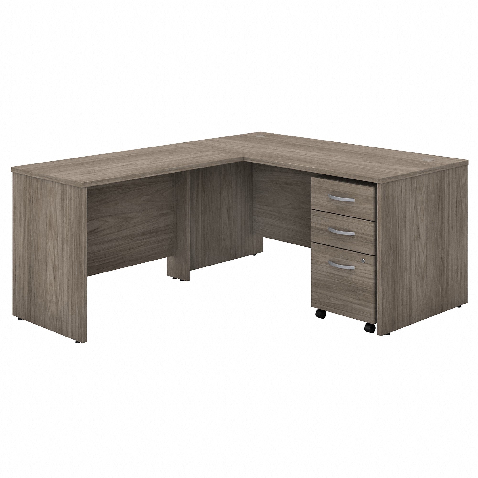 Bush Business Furniture Studio C L Shaped Desk - 60" x 30"30" - 3 x File, Box Drawer(s) - Finish: Modern Hickory, Thermofused Laminate (TFL) - 1