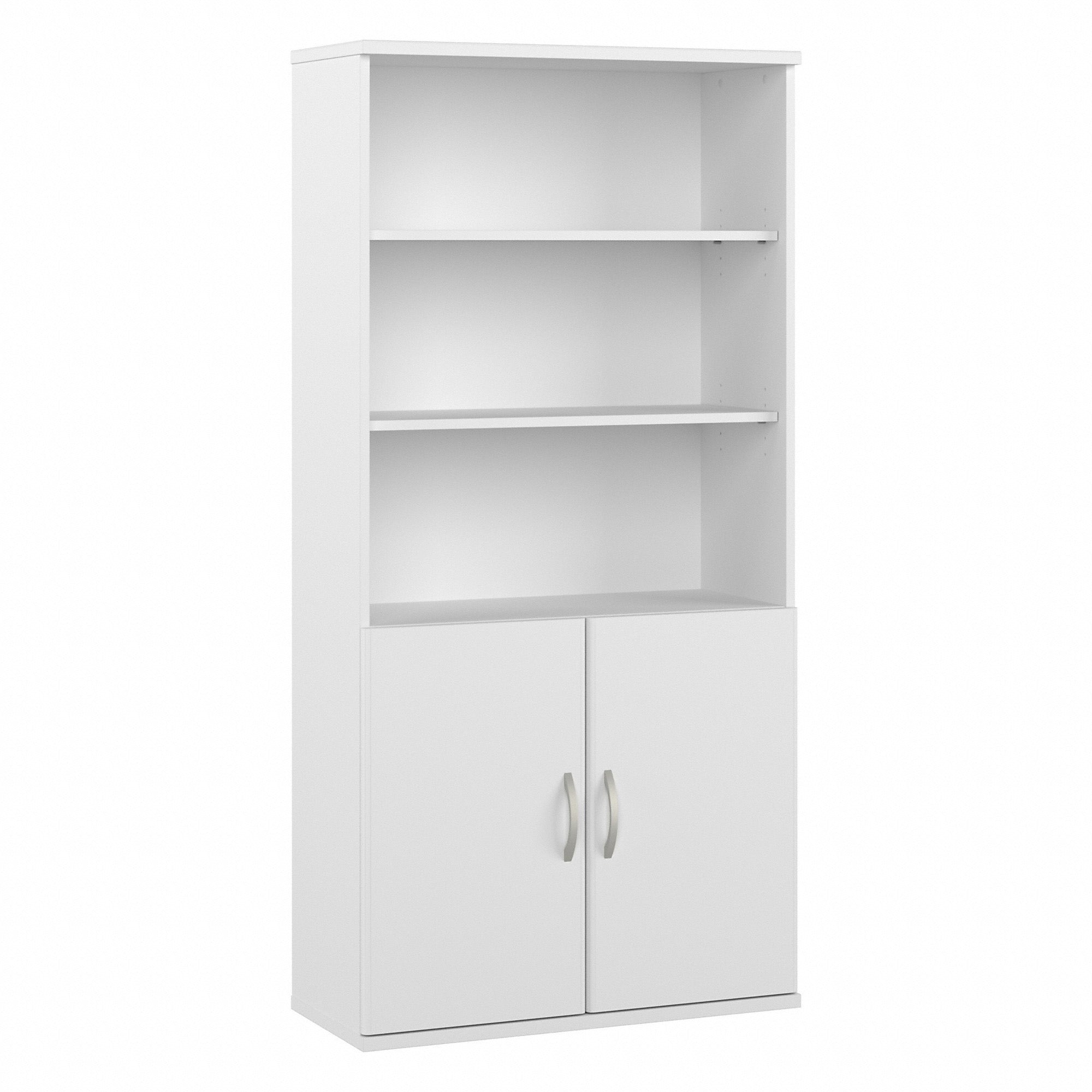 Bush Business Furniture Studio A White Desking Unit - 35.7" x 16.2"72.8" - 2 Door(s) - 5 Shelve(s) - 3 Adjustable Shelf(ves) - Finish: White, Laminate - 1