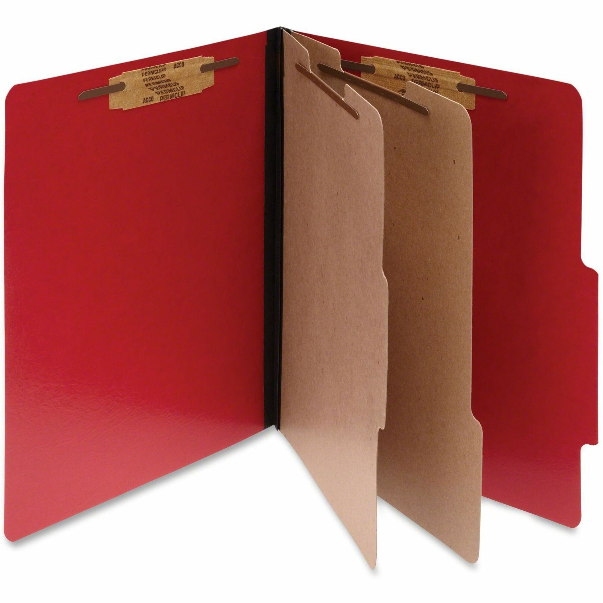 ColorLife PRESSTEX Classification Folders, 3" Expansion, 2 Dividers, 6 Fasteners, Letter Size, Executive Red Exterior, 10/Box