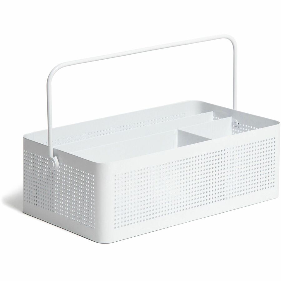 U Brands Perforated All-in-One Desktop Caddy - 4 Compartment(s) - Durable, Portable, Handle - Metal - 1 Each