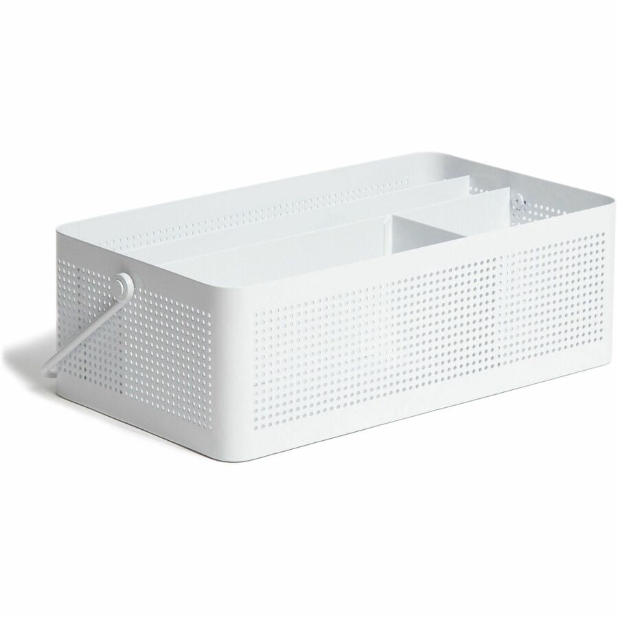 U Brands Perforated All-in-One Desktop Caddy - 4 Compartment(s) - Durable, Portable, Handle - Metal - 1 Each