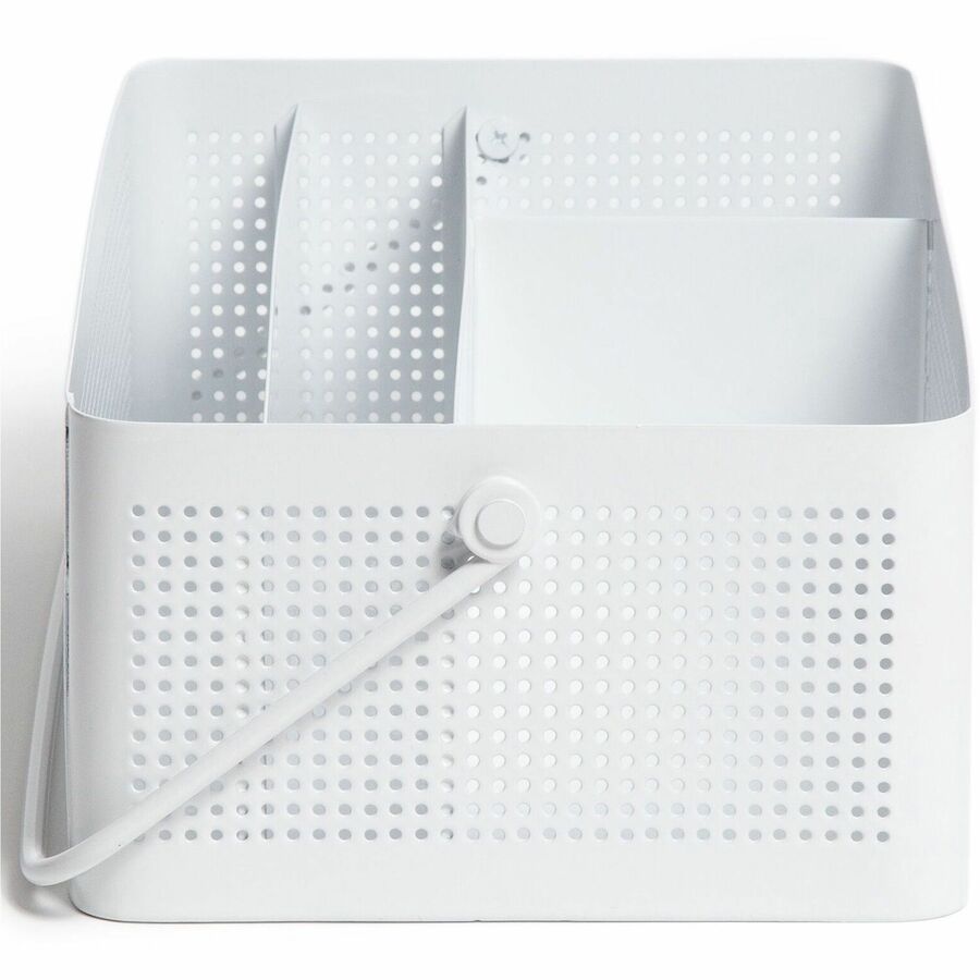 U Brands Perforated All-in-One Desktop Caddy - 4 Compartment(s) - Durable, Portable, Handle - Metal - 1 Each