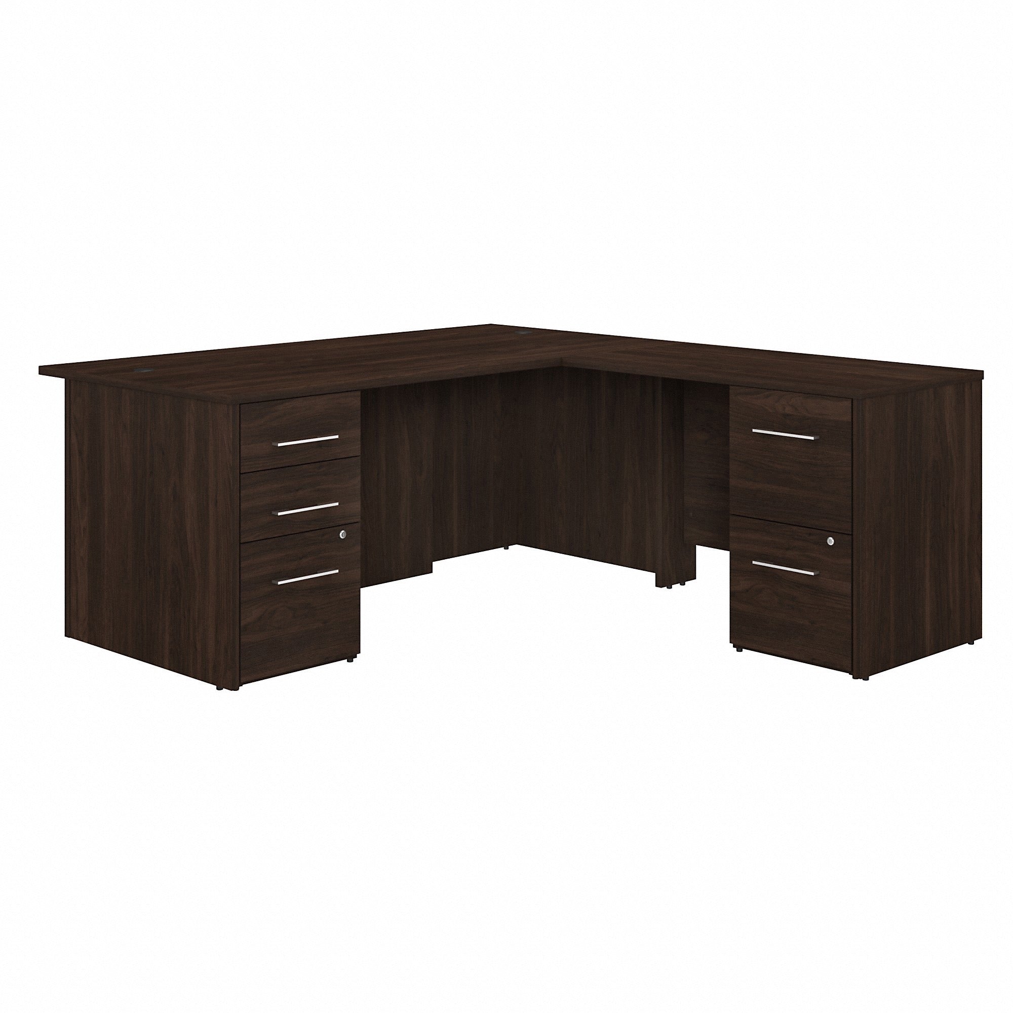Bush Business Furniture Office 500 Black Walnut Desk - 77.1" x 71"29.8" - 5 x File, Box Drawer(s) - Finish: Black Walnut, Thermofused Laminate (TFL) - 1
