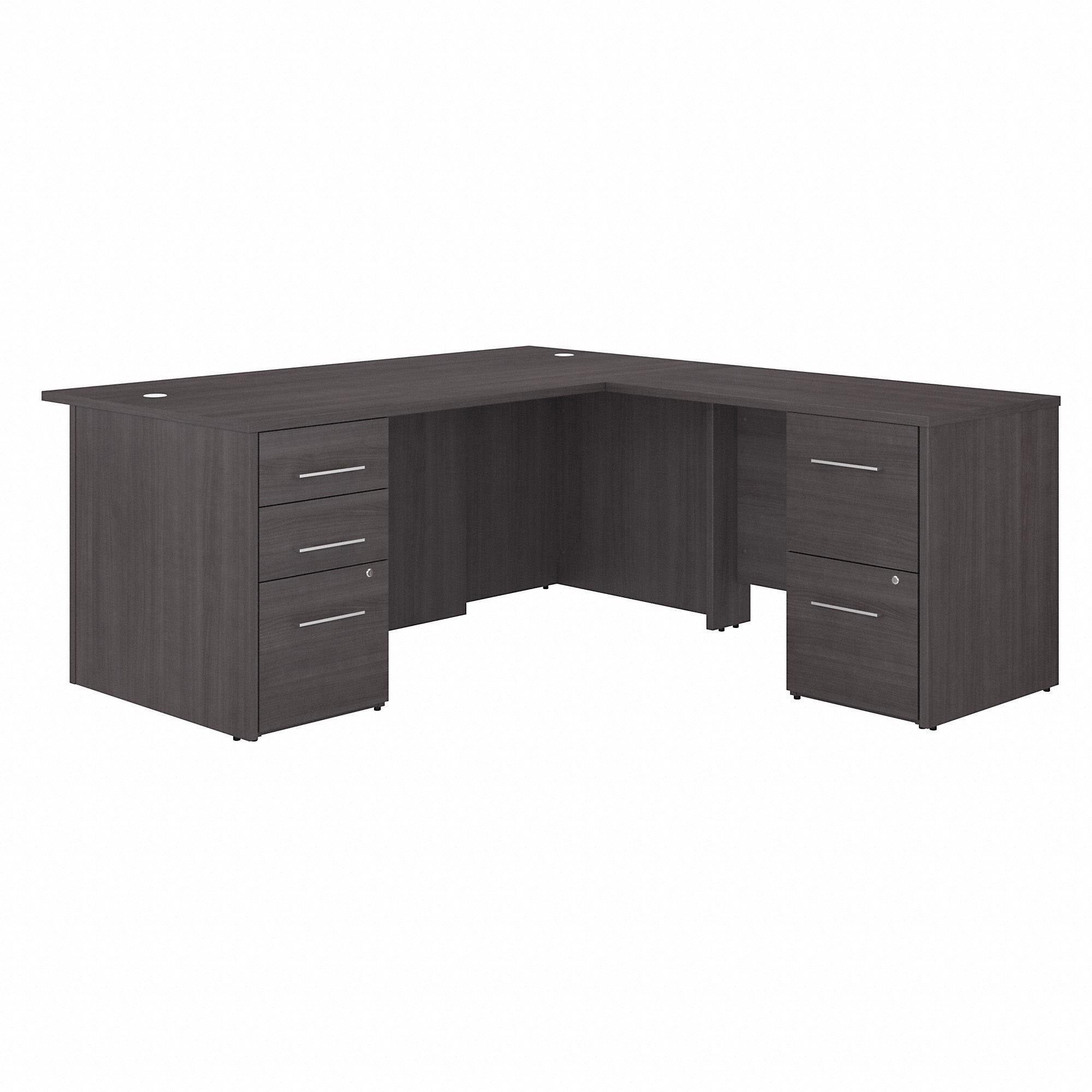 Bush Business Furniture Office 500 Storm Gray Desk - 77.1" x 71"29.8" - 5 x File, Box Drawer(s) - Finish: Storm Gray, Thermofused Laminate (TFL) - 1