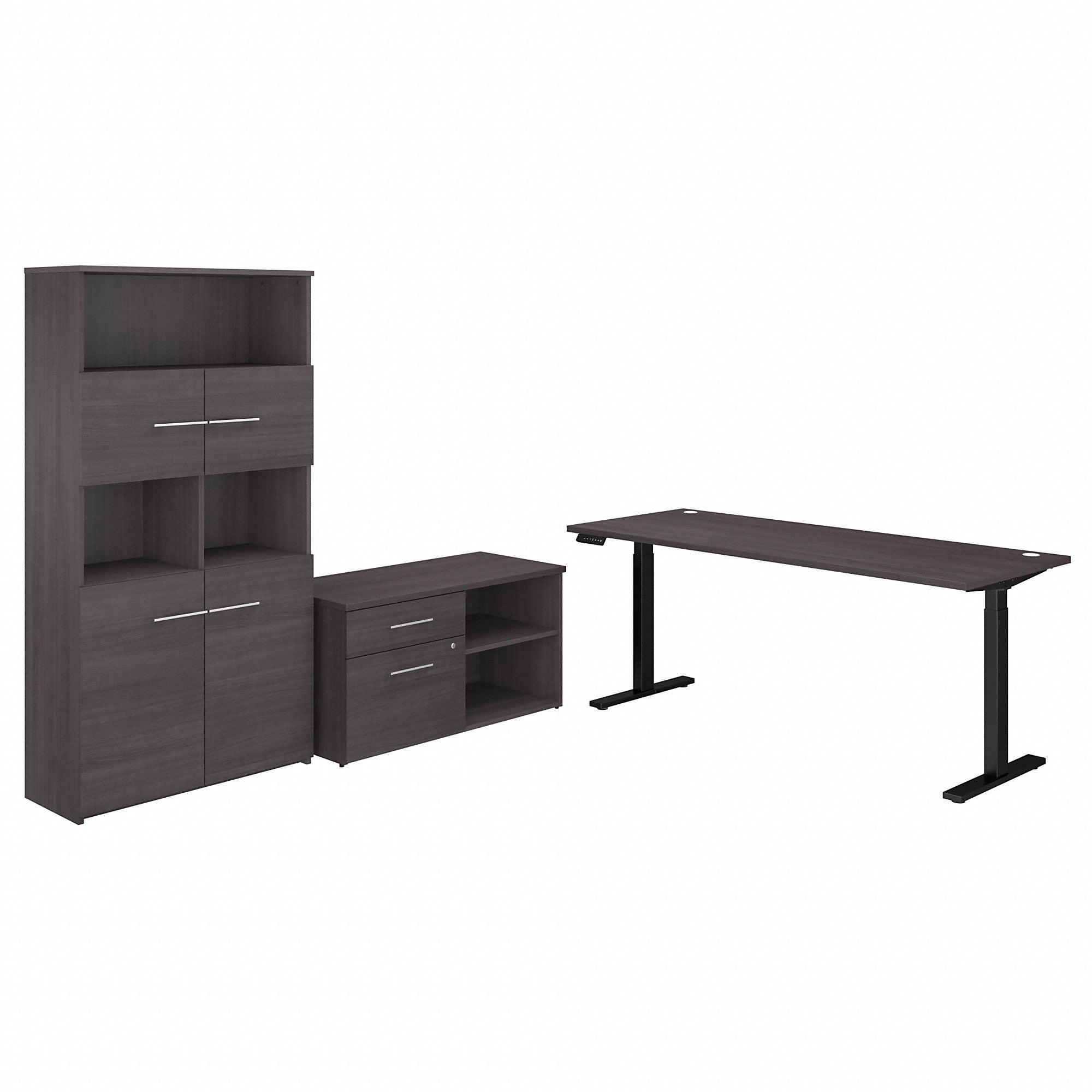 Bush Business Furniture Office 500 Storm Gray Desk - 29.4" x 71"70.1" - 2 x File, Box Drawer(s) - 5 Shelve(s) - Finish: Storm Gray, Thermofused Laminate (TFL) - 1