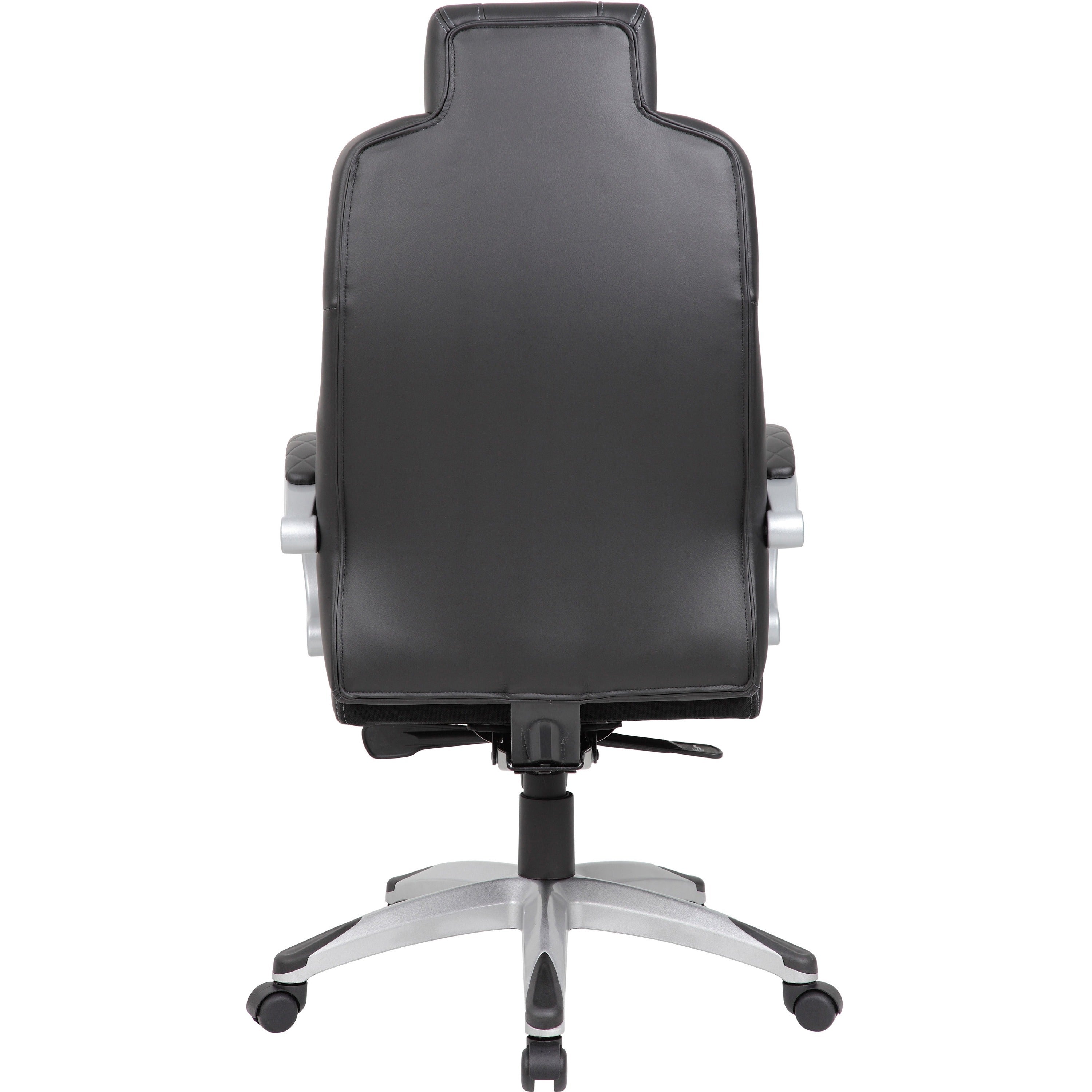 Boss Hinged Arm Executive Chair - Black Vinyl Seat - Black Back - 5-star Base - Armrest - 1 Each - 4