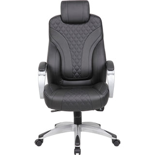 Boss Hinged Arm Executive Chair - Black Vinyl Seat - Black Back - 5-star Base - Armrest - 1 Each