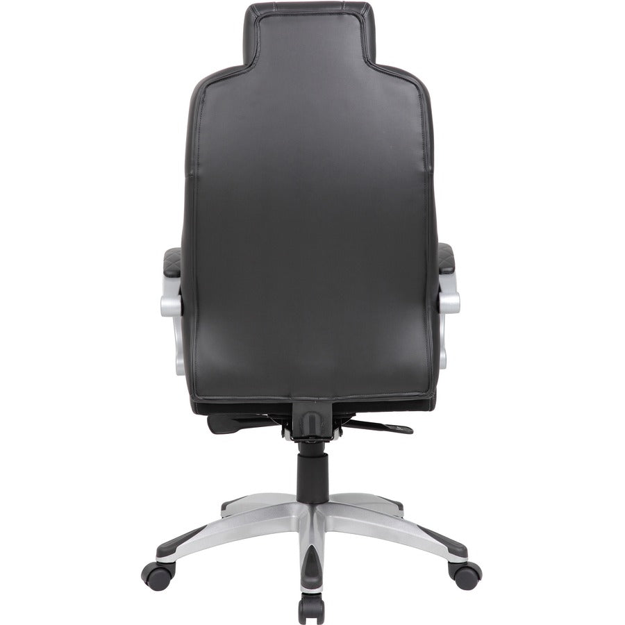Boss Hinged Arm Executive Chair - Black Vinyl Seat - Black Back - 5-star Base - Armrest - 1 Each