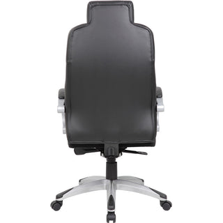 Boss Hinged Arm Executive Chair - Black Vinyl Seat - Black Back - 5-star Base - Armrest - 1 Each