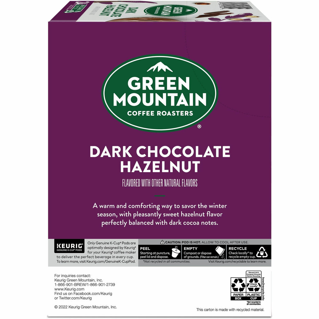 Green Mountain Coffee Roasters K-Cup Dark Chocolate Hazelnut Coffee - Compatible with K-Cup Brewer, Keurig Brewer - Medium - 24 / Box - 3