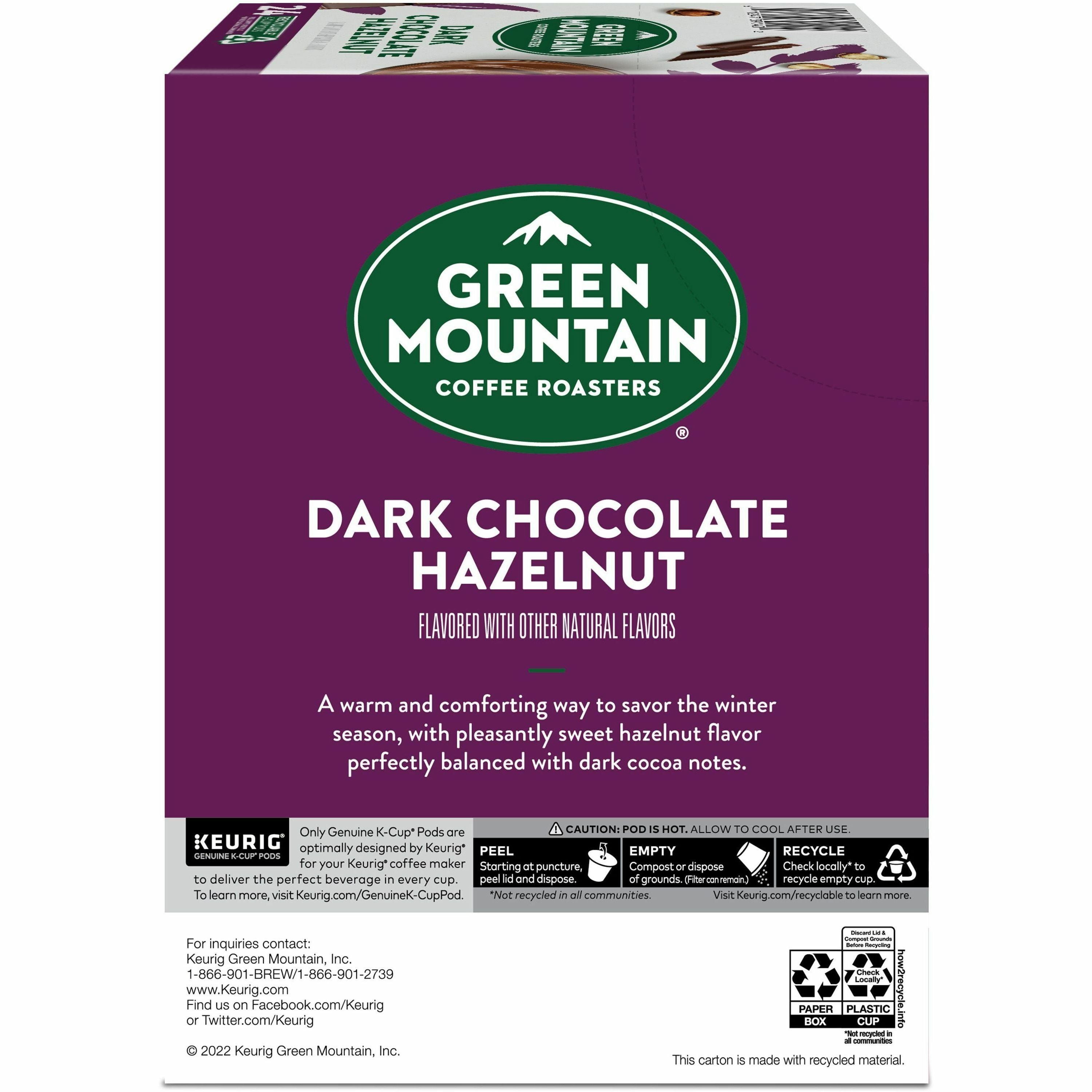 Green Mountain Coffee Roasters K-Cup Dark Chocolate Hazelnut Coffee - Compatible with K-Cup Brewer, Keurig Brewer - Medium - 24 / Box - 3