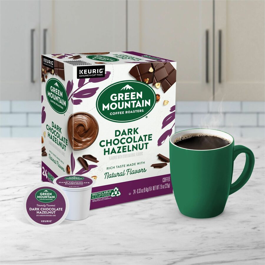 Green Mountain Coffee Roasters K-Cup Dark Chocolate Hazelnut Coffee - Compatible with K-Cup Brewer, Keurig Brewer - Medium - 24 / Box - 8