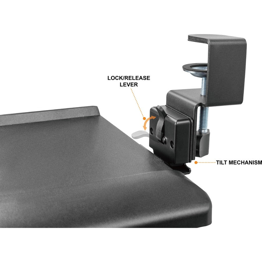 Desk Clamp Five-Position Tilting Keyboard Tray, 26.8" x 11.1, Black