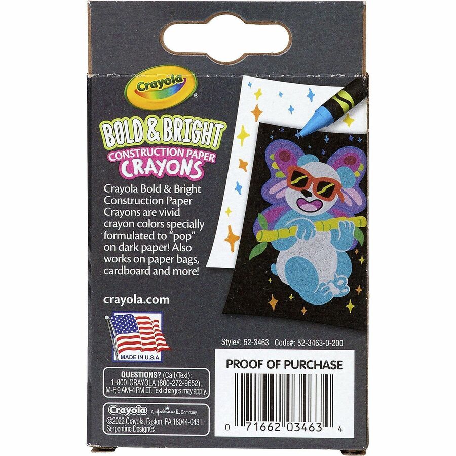 Crayola Construction Paper Crayons - Art, Paper, Cardboard - 1 Pack - Assorted