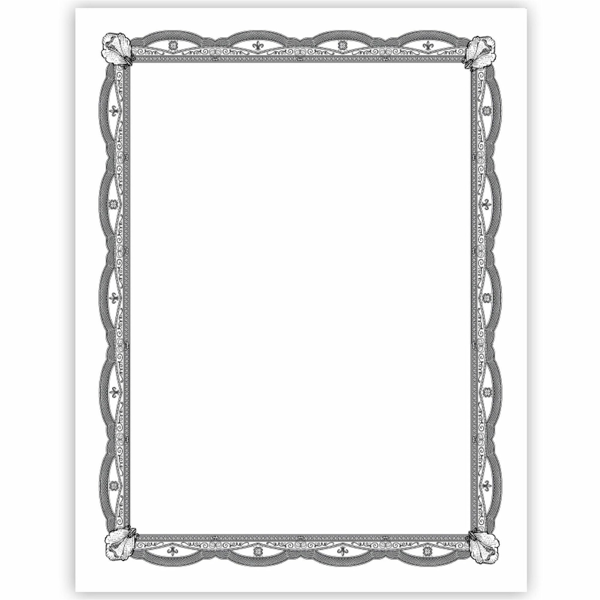 Geographics Silver Foil Award Certificates - 65 lb Basis Weight - 11" - Inkjet Compatible - Assorted, Silver - Foil - 15 / Pack