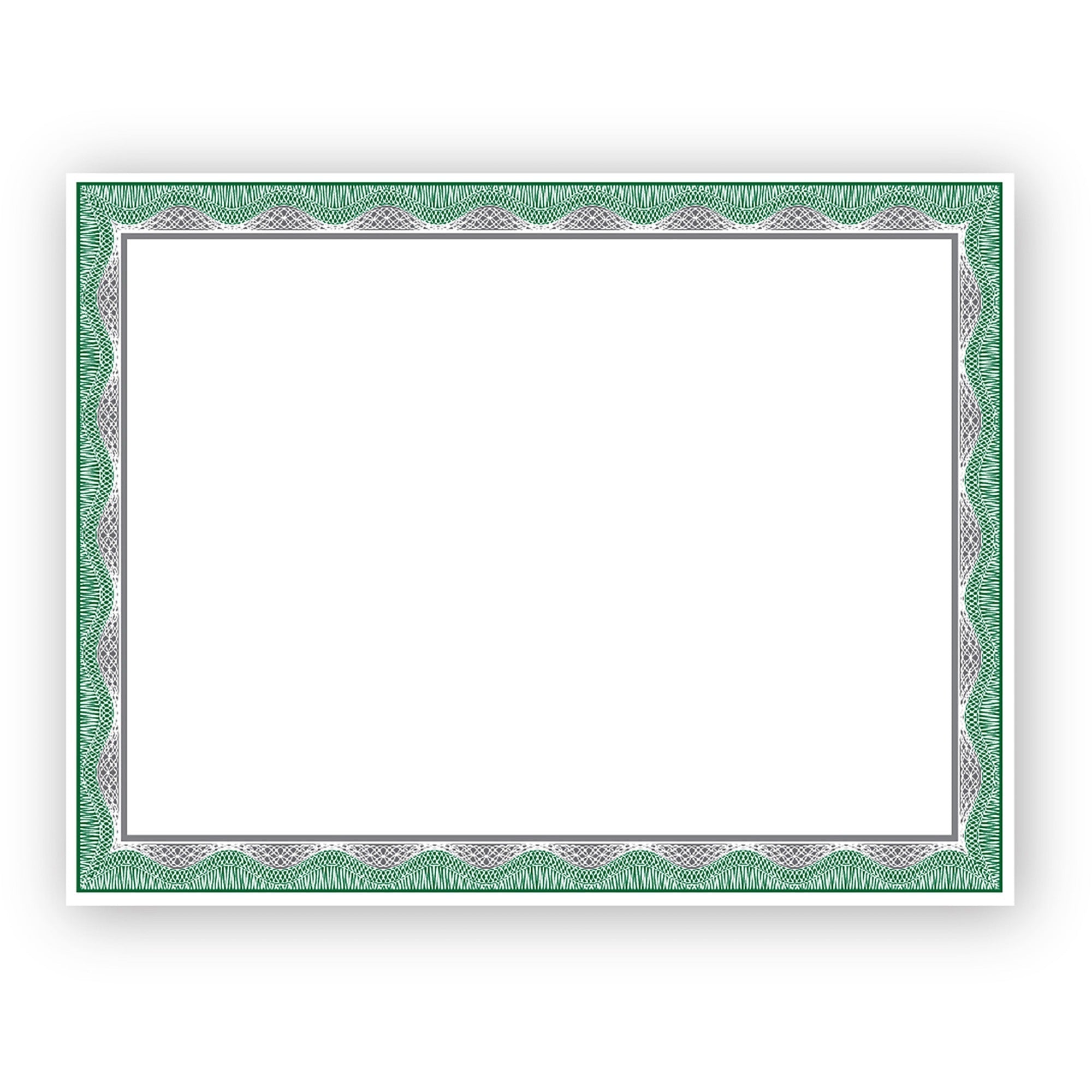 Geographics Silver Foil Award Certificates - 65 lb Basis Weight - 11" - Inkjet, Laser Compatible - Assorted, Green, Silver, White - Foil - 15 / Pack