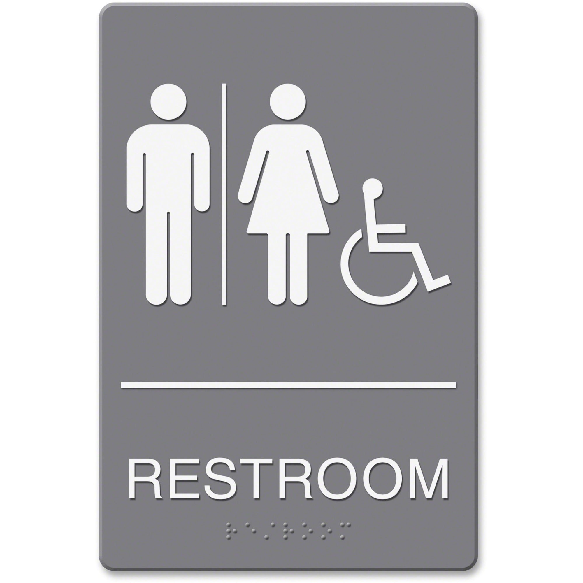 ADA Sign, Restroom/Wheelchair Accessible Tactile Symbol, Molded Plastic, 6 x 9
