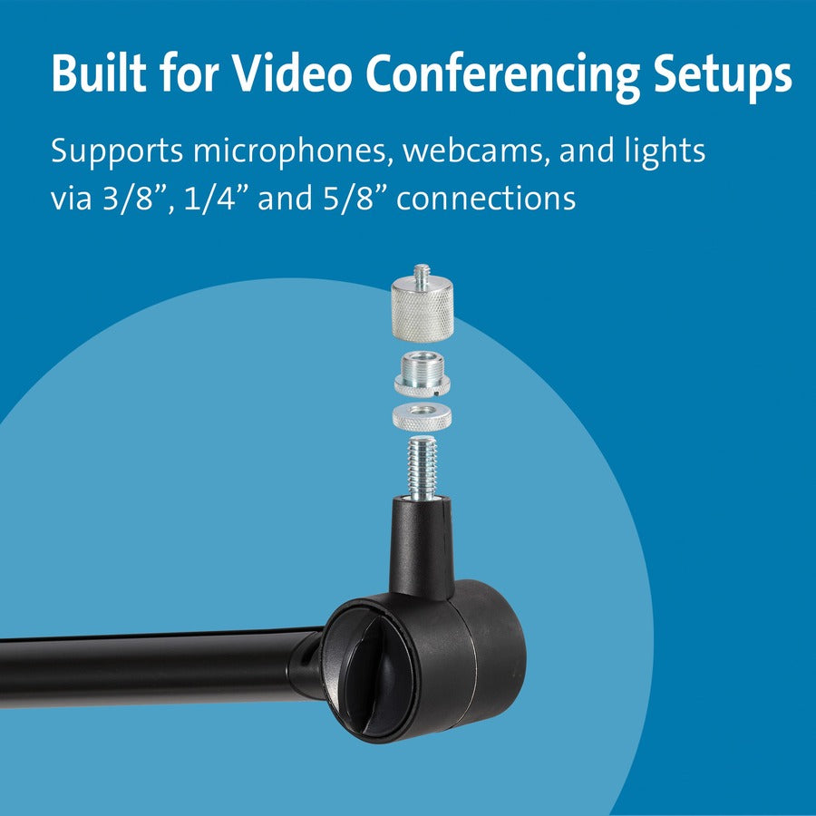 Kensington A1020 Mounting Arm for Microphone, Webcam, Lighting System, Camera, Telescope - Black - 1 Each