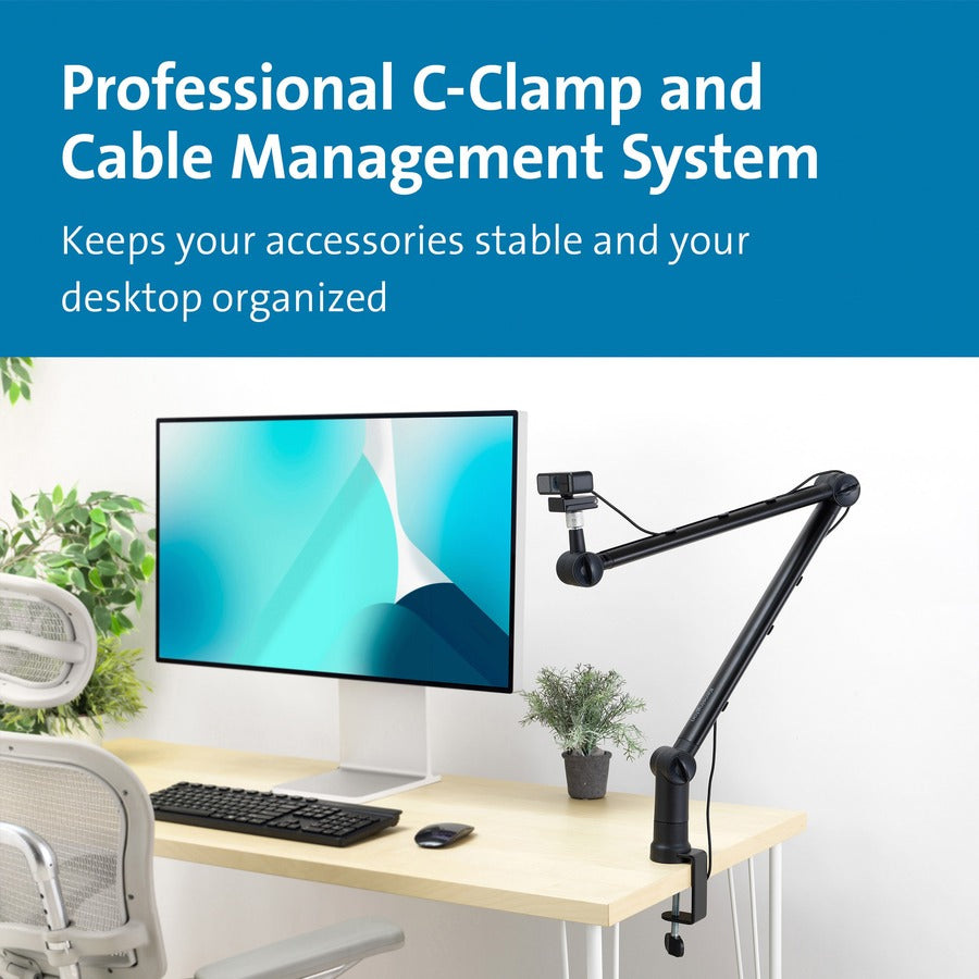 Kensington A1020 Mounting Arm for Microphone, Webcam, Lighting System, Camera, Telescope - Black - 1 Each
