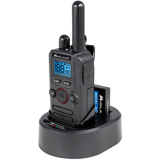 Midland Biztalk BR180 Compact Business Radio - 4 Radio Channels - 142 Total Privacy Codes - 1 W - Lightweight, Battery Level Indicator, NOAA Weather Radio - Gray - 1 Each