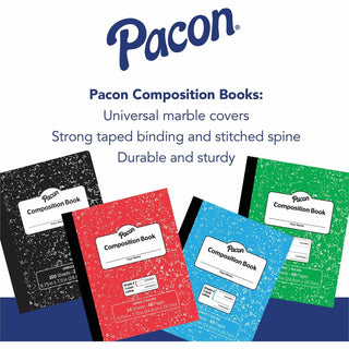 Pacon Composition Book - 24 Sheets - 48 Pages - 9.8" x 7.5" - Blue Marble Cover - Durable Cover, Soft Cover - 1 Each