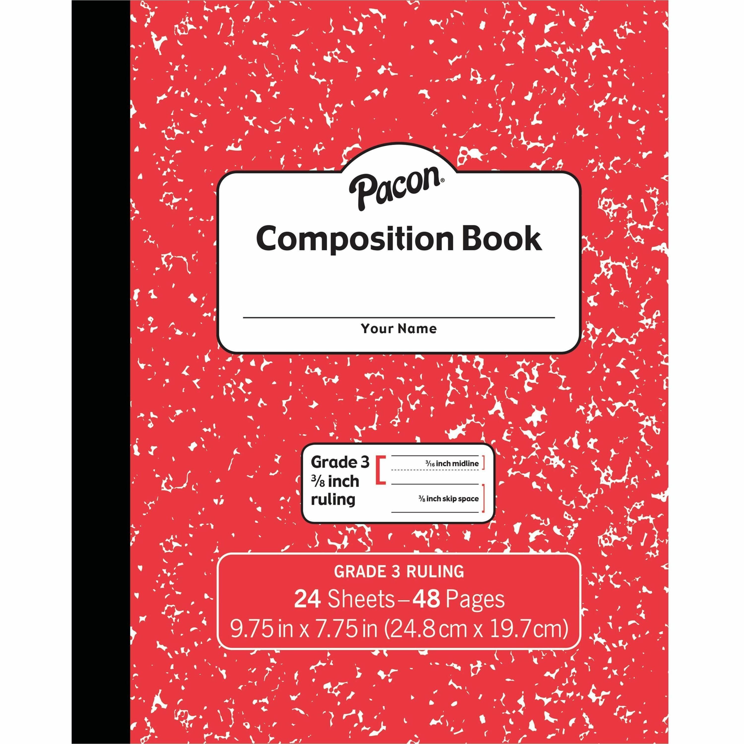 pacon-composition-book-24-sheets-48-pages-98-x-75-red-marble-cover-durable-cover-soft-cover-1-each_pacpmmk37139 - 1