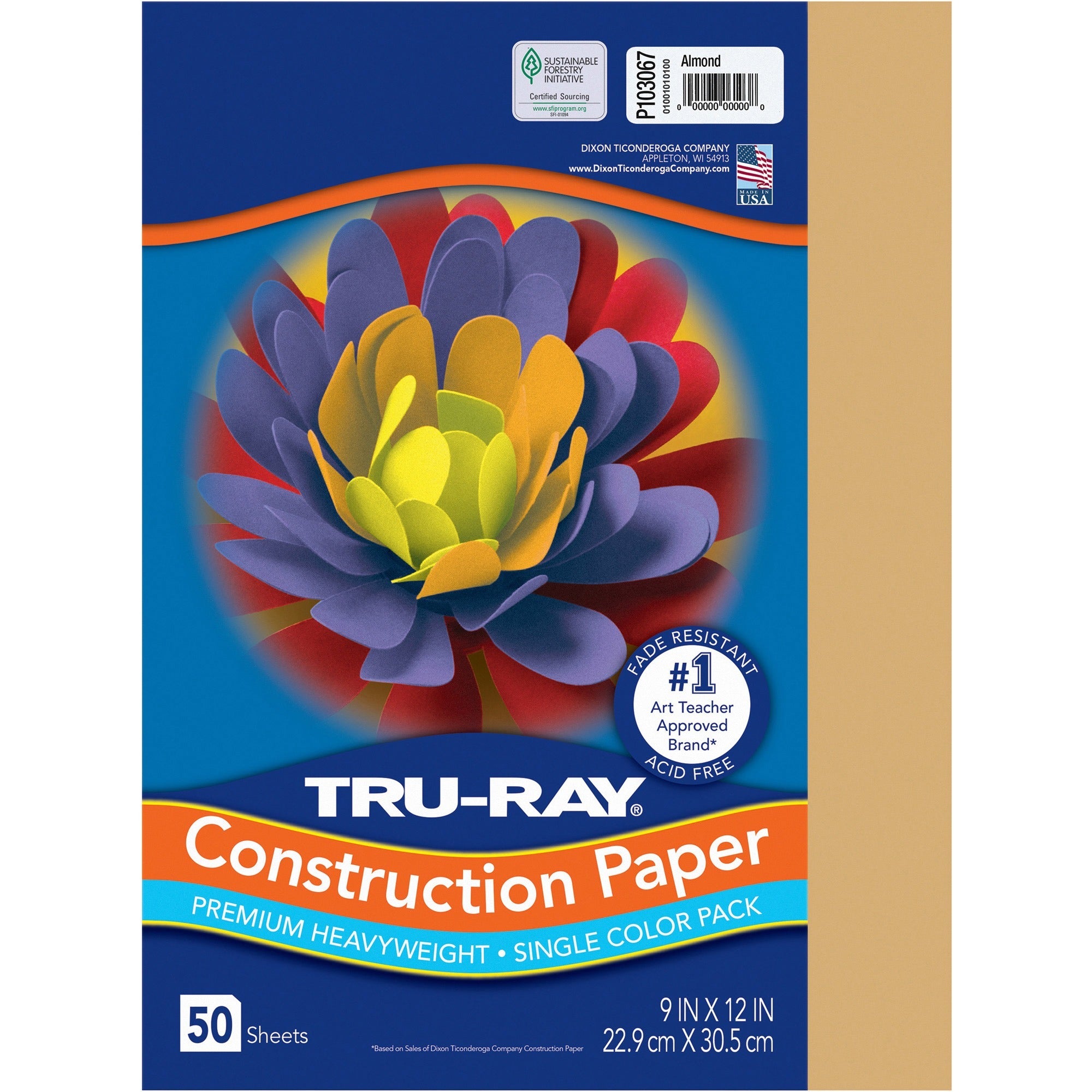 tru-ray-construction-paper-art-project-craft-project-9width-x-12length-76-lb-basis-weight-50-pack-almond-fiber-sulphite_pacp103067 - 1