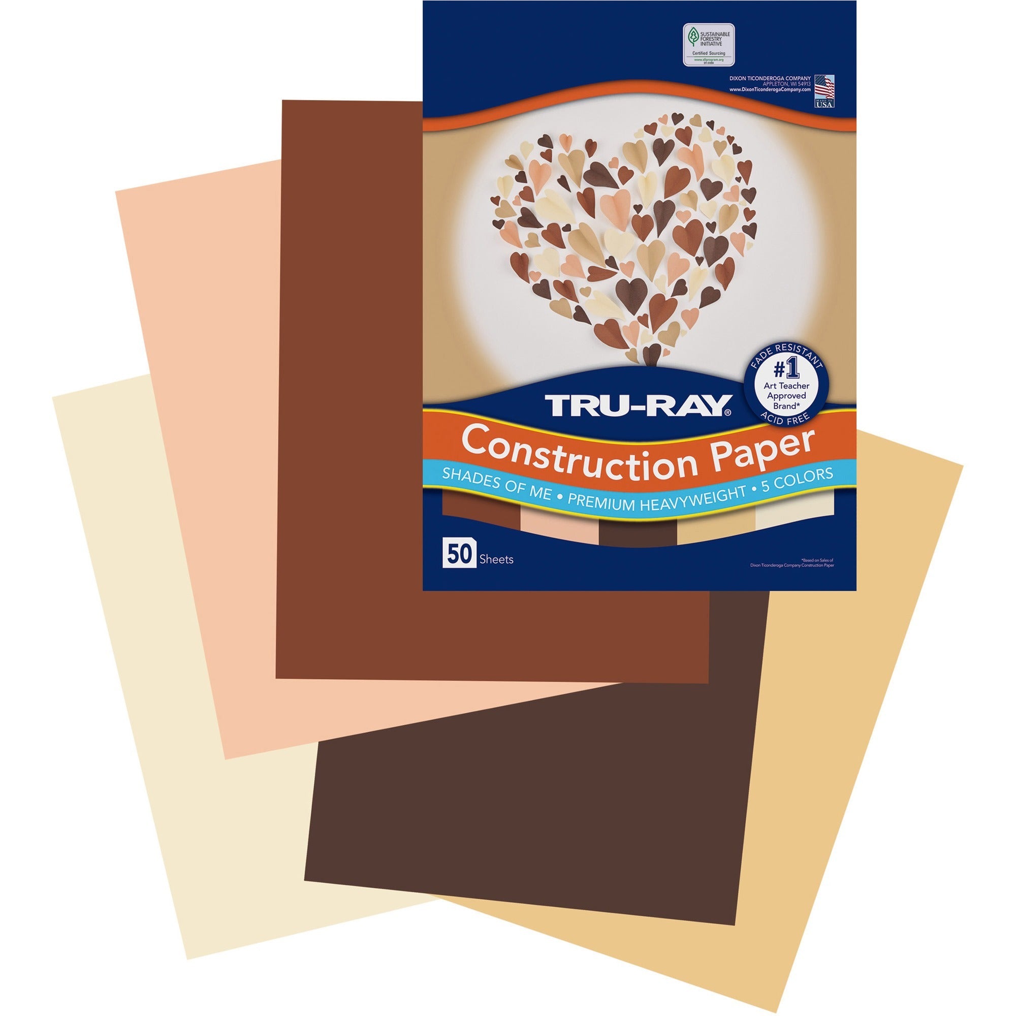 tru-ray-construction-paper-art-project-craft-project-9width-x-12length-76-lb-basis-weight-50-pack-assorted-fiber-sulphite_pacp102949 - 1