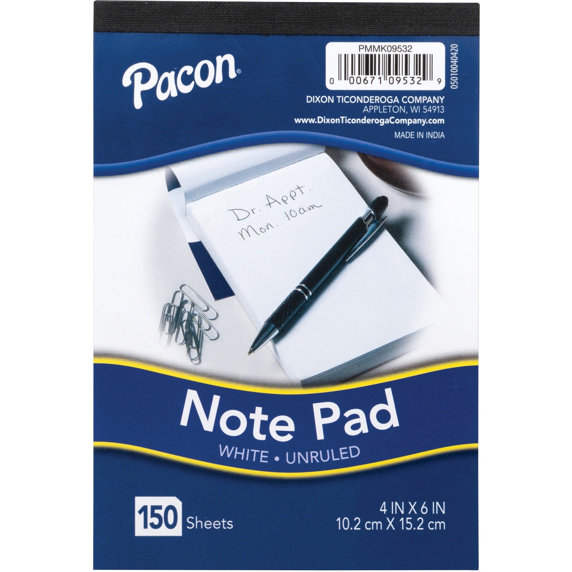 pacon-note-pad-4-x-6-rectangle-150-sheets-per-pad-unruled-white-compact-1-each_pacpmmk09532 - 1